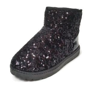 DADAWEN Women's Waterproof Cold Weather Snow Boot Black Sequin Size US 6.5 EUR 3